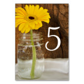 Gele Daisy in Mason Jar Wedding Table Numbers Kaart (Voorkant)