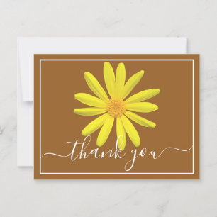 Gele Daisy Light Brown Background Dank u Briefkaart