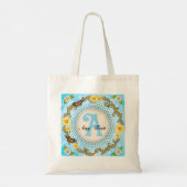 Gele Daisy Monogram  Tote Bag (Achterkant)