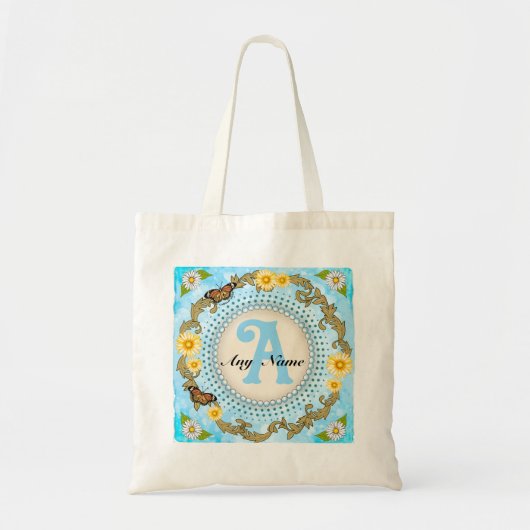 Gele Daisy Monogram  Tote Bag (Voorkant)
