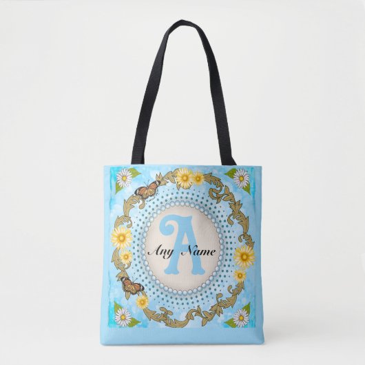 Gele Daisy-monogram Tote Bag (Voorkant)