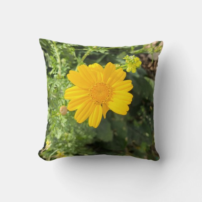 Gele Daisy Natuur Kussen Kunst (Voorkant)