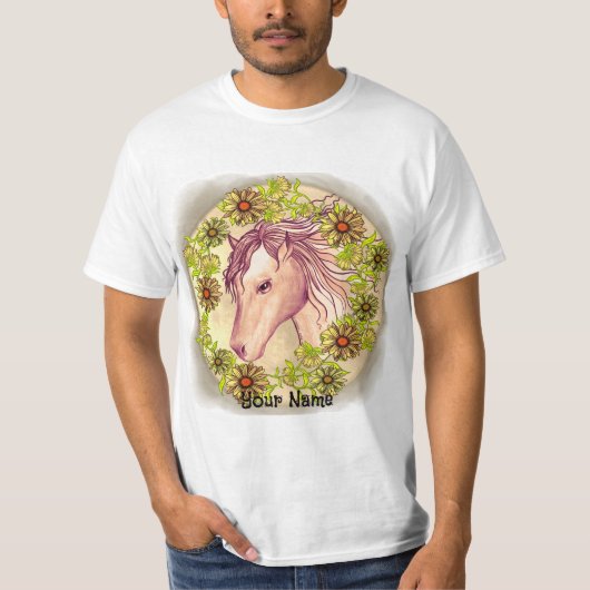 Gele Daisy Paard T-shirt (Voorkant)
