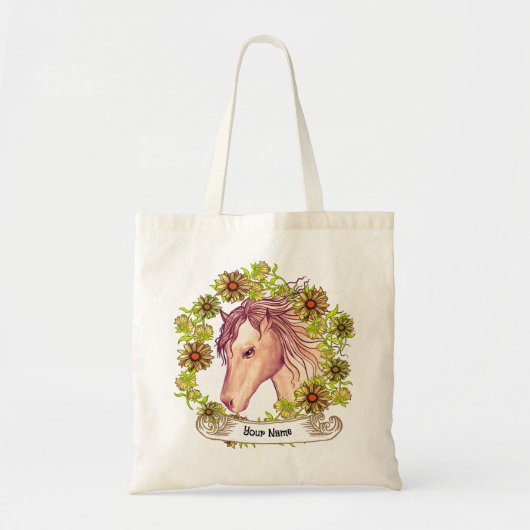 Gele Daisy Paard Tote Bag (Voorkant)