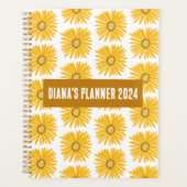 Gele Daisy Pattern Flowers Blooms Floral CUSTOM Planner (Voorkant)