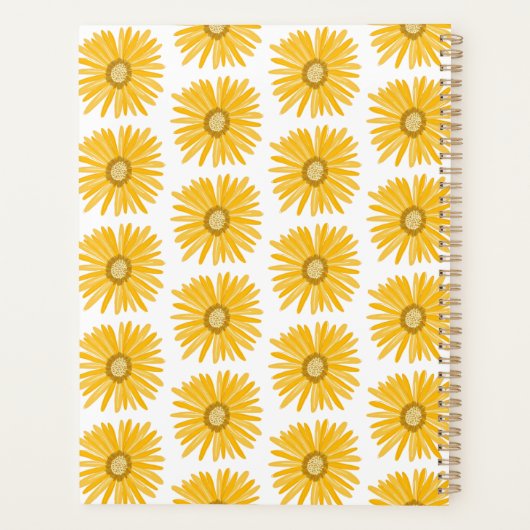 Gele Daisy Pattern Flowers Blooms Floral CUSTOM Planner (Achterkant)