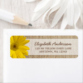 Gele Daisy rustieke jute adres Etiket (Insitu)