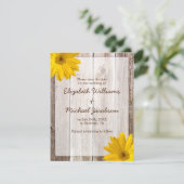 Gele Daisy Schuur Houten Save the Date Aankondigin (Staand voorkant)