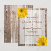Gele Daisy Schuur Houten Save the Date Aankondigin (Voorkant / Achterkant)