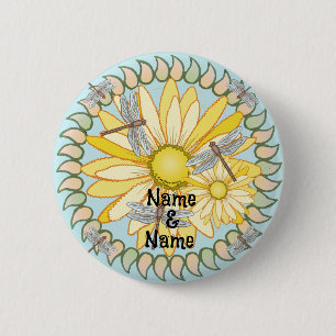 Gele Daisy-speldje Ronde Button 5,7 Cm