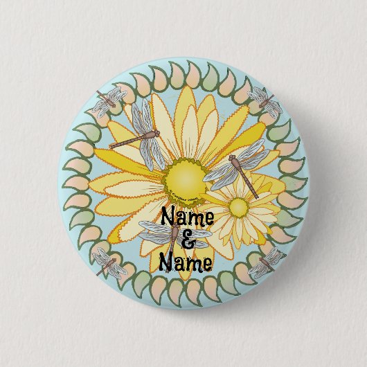 Gele Daisy-speldje Ronde Button 5,7 Cm (Voorkant)