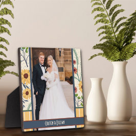 Gele Daisy Stripe Foto Gepersonaliseerd Namen Zwar Fotoplaat