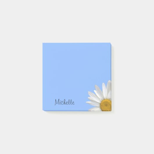 Gele Daisy Stylish Floral Blue Post-it® Notes (Voorkant)