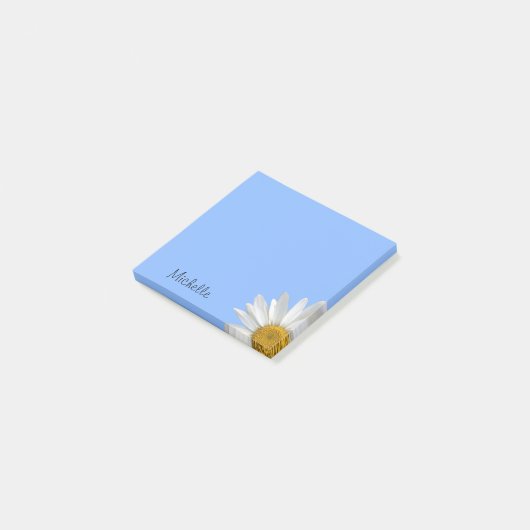 Gele Daisy Stylish Floral Blue Post-it® Notes (Schuin)