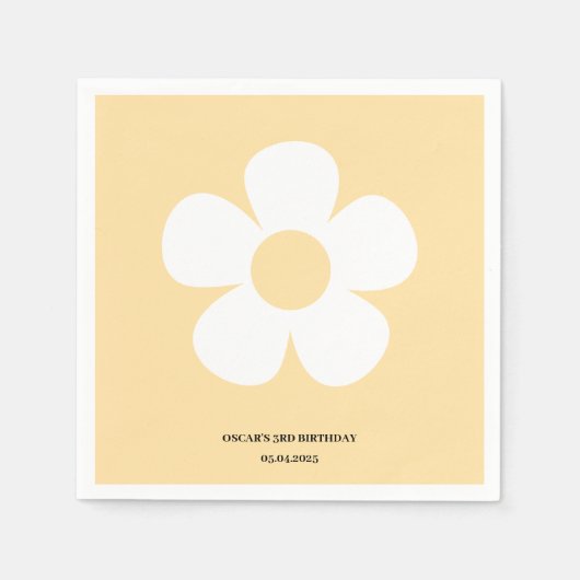 Gele Daisy Verjaardag servetten | Floral Party Tab (Voorkant)