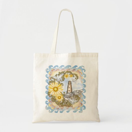 Gele Daisy-vuurtoren Tote Bag (Voorkant)