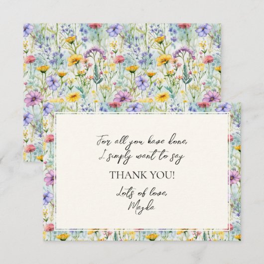 Gele Daisy Wildflower Bloemen Patroon Bedankkaart (Voorkant / Achterkant)