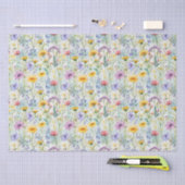 Gele Daisy Wildflower Bloemen Patroon Tissuepapier (Craft)
