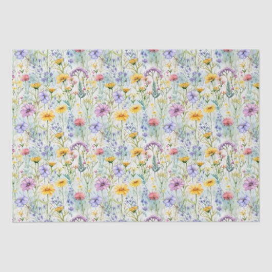 Gele Daisy Wildflower Bloemen Patroon Tissuepapier (Voorkant)