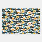 Gele daisy zebra strepen patroon florale lol inpakpapier vel (Voorkant 2)
