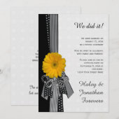 Gele Daisy Zwart Wit Damast Receptie Alleen Kaart (Voorkant / Achterkant)