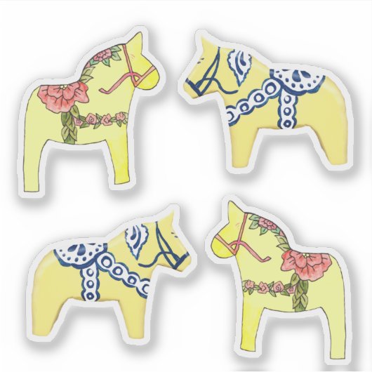 Gele Dala Horses Sticker (Voorkant)