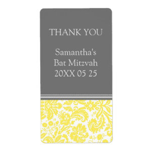Gele Damask Bat Mitzvah Favor Tags Etiket