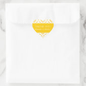 Gele Damask Gepersonaliseerde Bruiloft Dank u Hart Sticker (Tas)