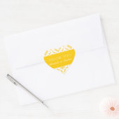 Gele Damask Gepersonaliseerde Bruiloft Dank u Hart Sticker (Envelop)