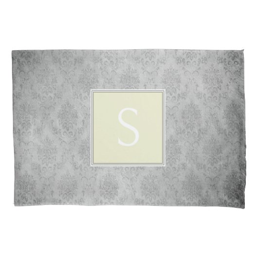 Gele  Damask Monogram Kussensloop (Voorkant)