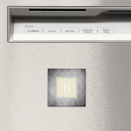 Gele Damask Monogram Magnet (Insitu (Vaatwasser))