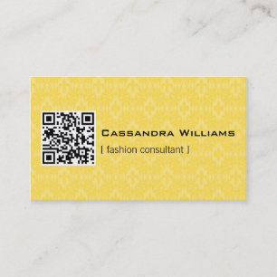 Gele Damask QR CODE Visitekaartjes