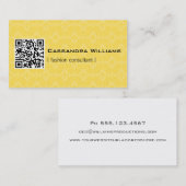Gele Damask QR CODE Visitekaartjes (Voorkant / Achterkant)