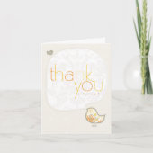 Gele Damast Kuiken Whimsical Baby Shower/Geboorte Bedankkaart (Voorkant)