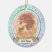 Gele Dame Eenhoorn Keramisch Ornament (Links)