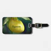 Gele dame Slipper Orchid Flower Personalized Bagagelabel (Voorkant horizontaal)