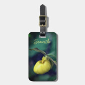 Gele dame Slipper Orchid Flower Personalized Bagagelabel (Voorkant verticaal)
