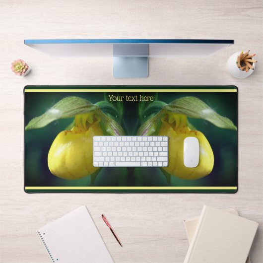 Gele dame Slipper Orchid Flower Personalized Bureaumat (Kantoor 1)
