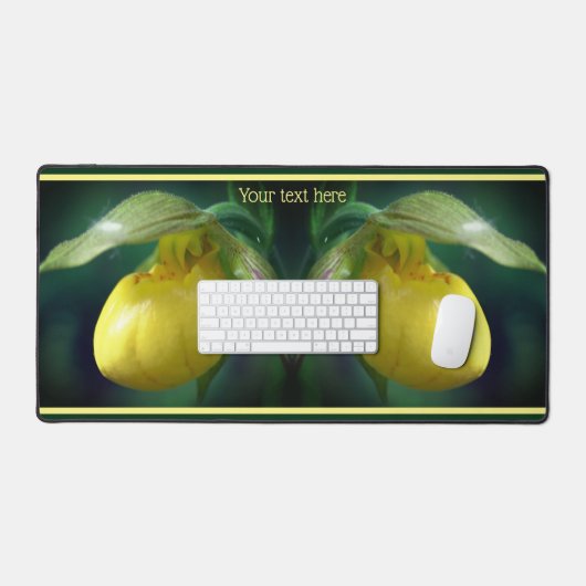 Gele dame Slipper Orchid Flower Personalized Bureaumat (Keyboard & Muis)
