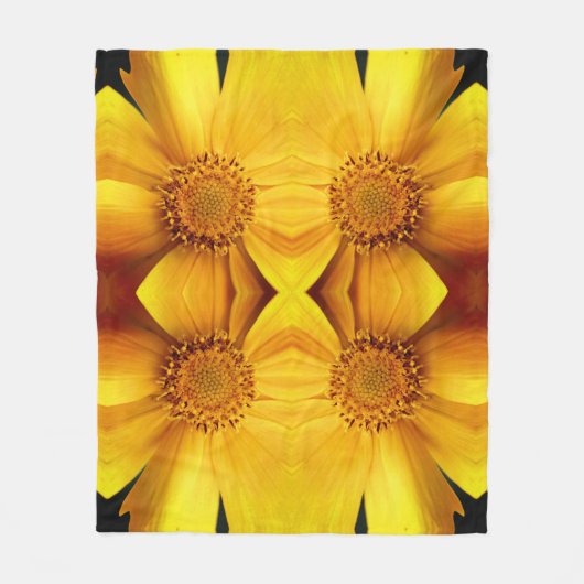 Gele damesbloem en middenpatroon fleece deken (Voorkant)