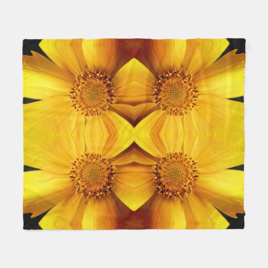 Gele damesbloem en middenpatroon fleece deken (Voorkant (Horizontaal))