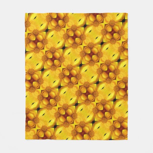 Gele damesbloem en middenpatroon fleece deken (Voorkant)