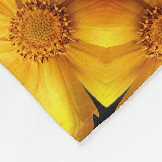 Gele damesbloem en middenpatroon fleece deken (Hoek)