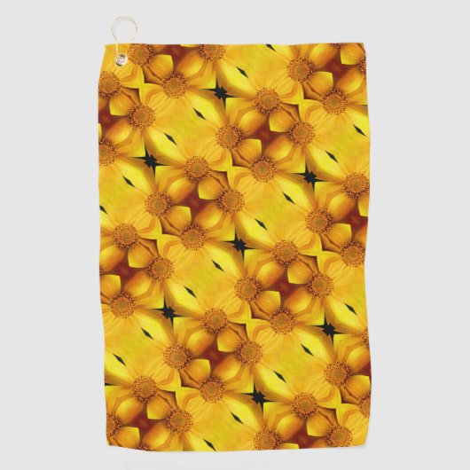 Gele damesbloem en middenpatroon golfhanddoek (Voorkant)