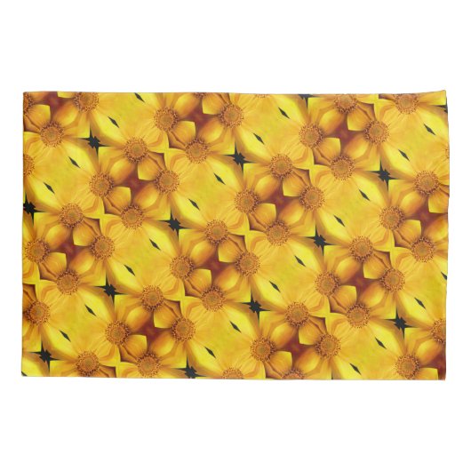 Gele damesbloem en middenpatroon kussensloop (Achterkant)