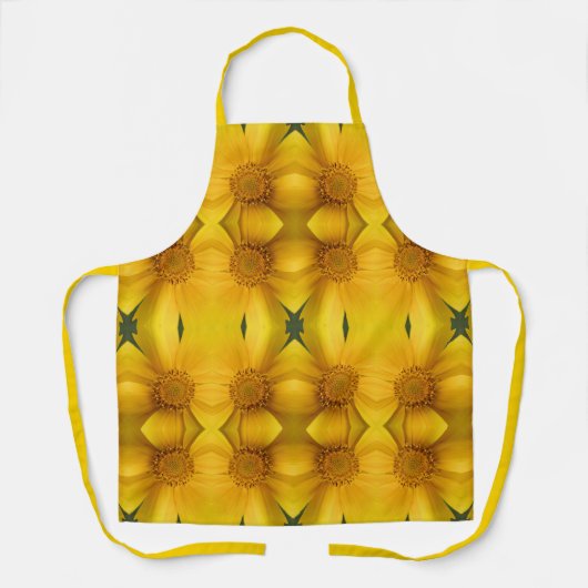 Gele damesbloem en middenpatroon schort (Voorkant)