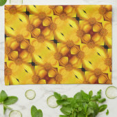 Gele damesbloem en middenpatroon theedoek (Gevouwen)