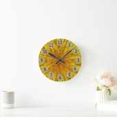 Gele Dandelion Flower Photo Black Digits Ronde Klok (Huis)