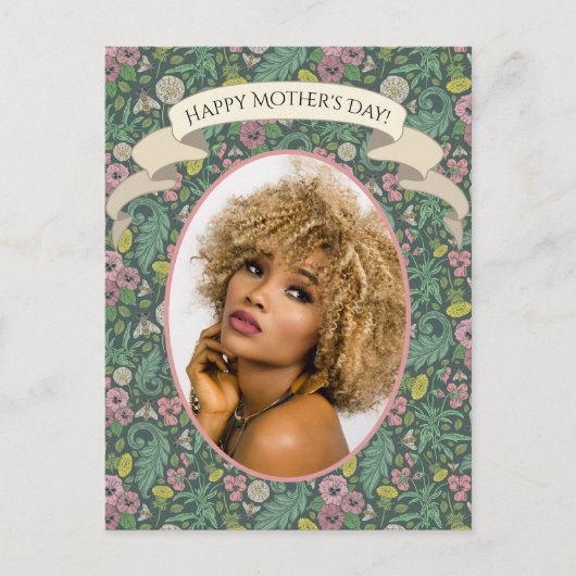  gele dandelions Roze bijen Briefkaart (Voorkant)