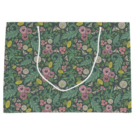 gele dandelions Roze bijen Groot Cadeauzakje (Voorkant)